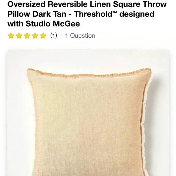 2! NWT Oversized Reversible Linen Square Throw
Pillow Dark Tan - Studio McGee - Picture 5 of 5
